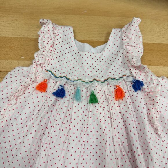 Pippa and Julie White Swiss Dot Dress with Colorful Tassels size 24 Months - Picture 2 of 5